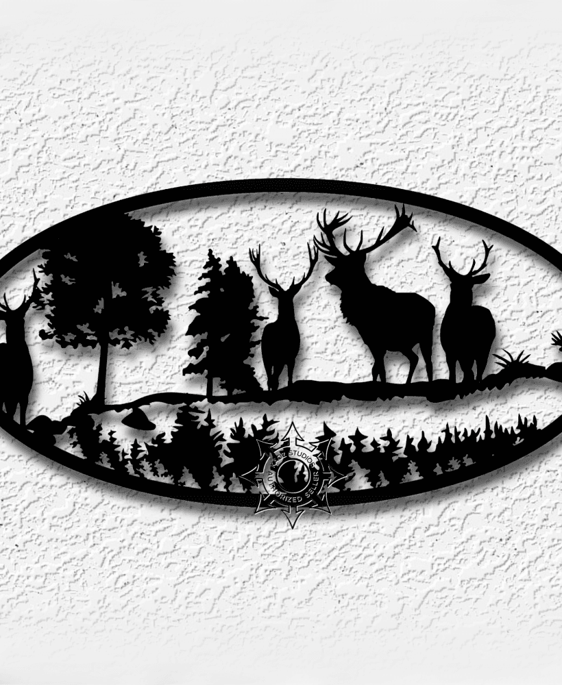 Elk scene wall art Nature Scenery decor 3d model