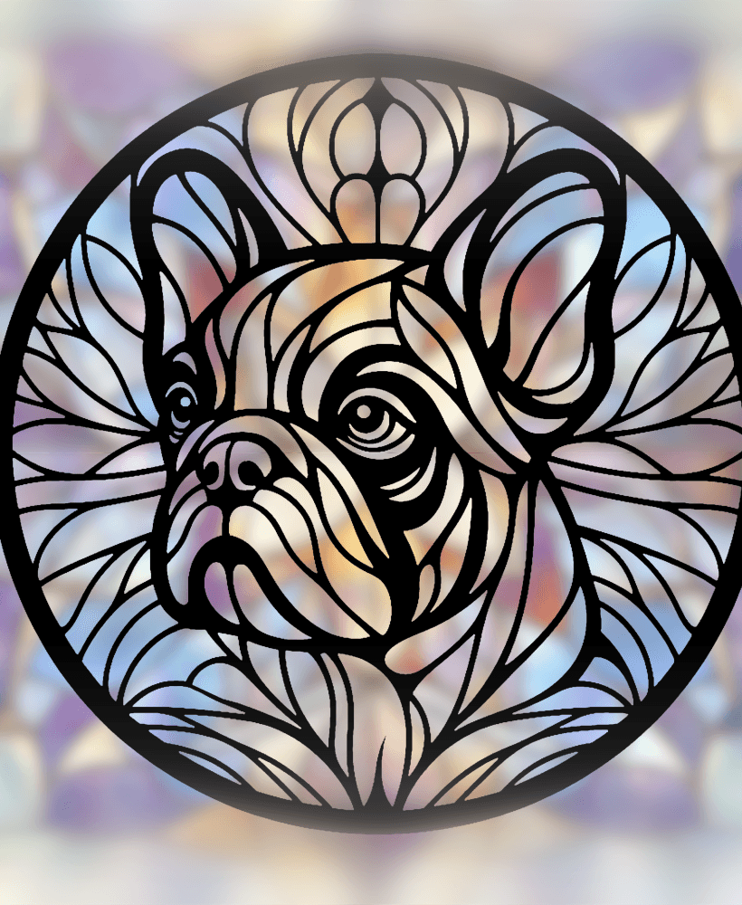 French Bulldog Mandala Art – 2D wallart (Stained Glass Style) 3d model