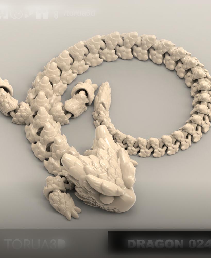 Articulated Dragon 024 - Print in place - No supports - STL  3d model