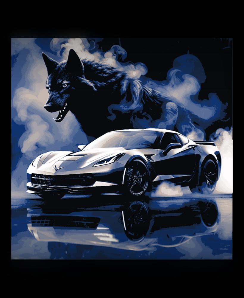 Modern Chevy Corvette in rich blues and greys - Black wolf on the Prowl 3d model