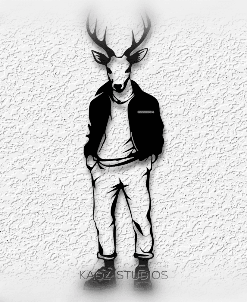 Funny Deer Swag in Street Clothes Wall Art Animal Meme Decor 3d model