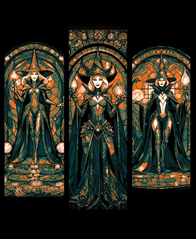 Happy Halloween - Classic Witch immortalized in a Stained glass window - Set of 3 bookmarks 3d model