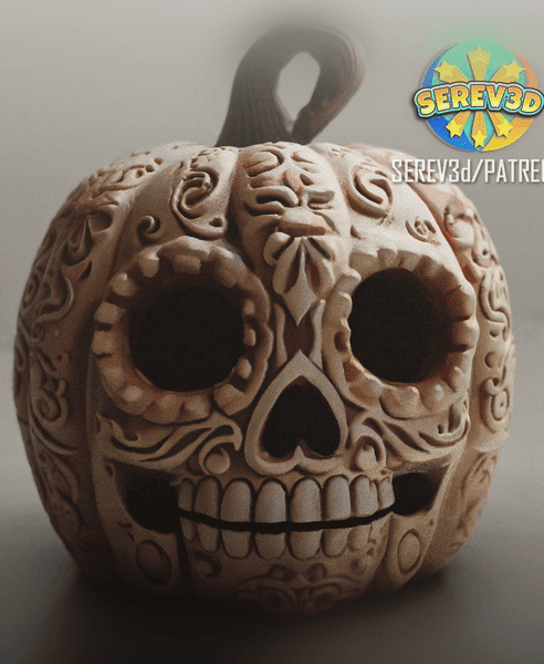 Day of the Dead Halloween Pumpkin - Lamp 3d model