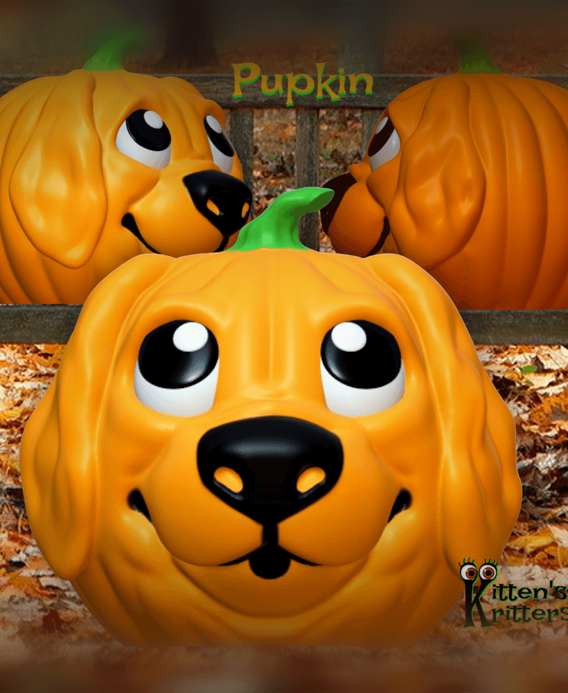 Pupkin the Pumpkin Puppy Figurine 3d model