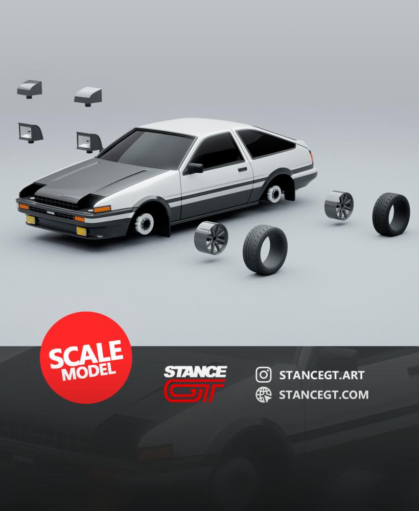 Toyota Corolla AE86 | SCALED 1/64 | Model kit car 3d model