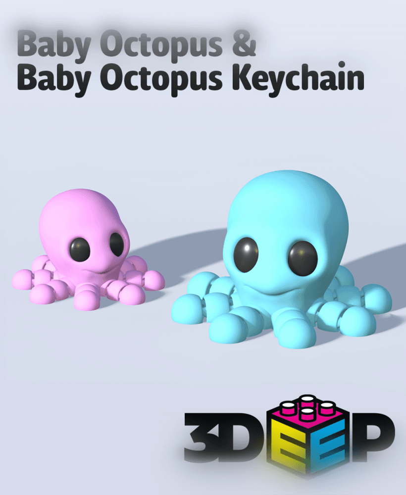 Baby Octopus - Print in place - No supports 3d model