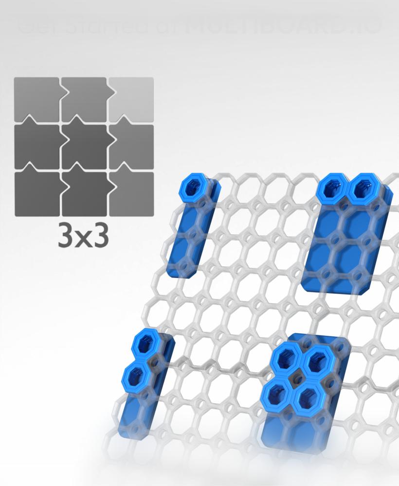 3x3 Board - Offset Snaps - Medium Command Strip Mounting Pack 3d model