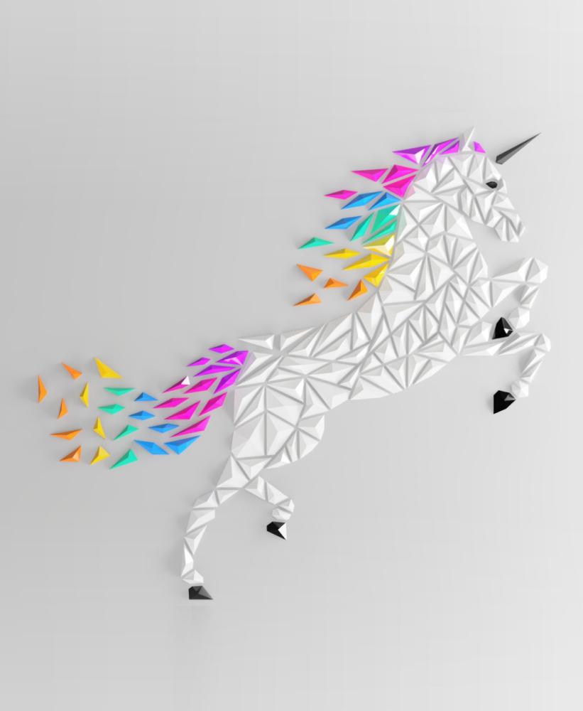 Geometric Unicorn wall art (only for princess!) 3d model