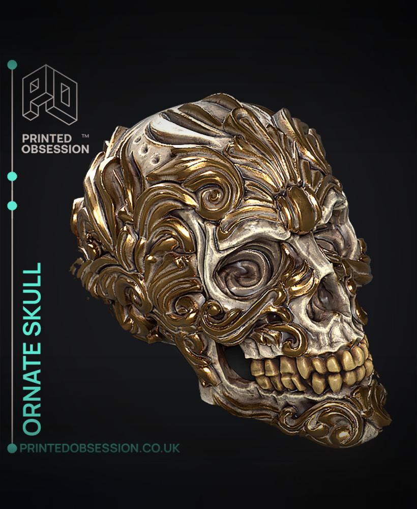 Ornate Skull - Rococo Scroll - Decoration 3d model