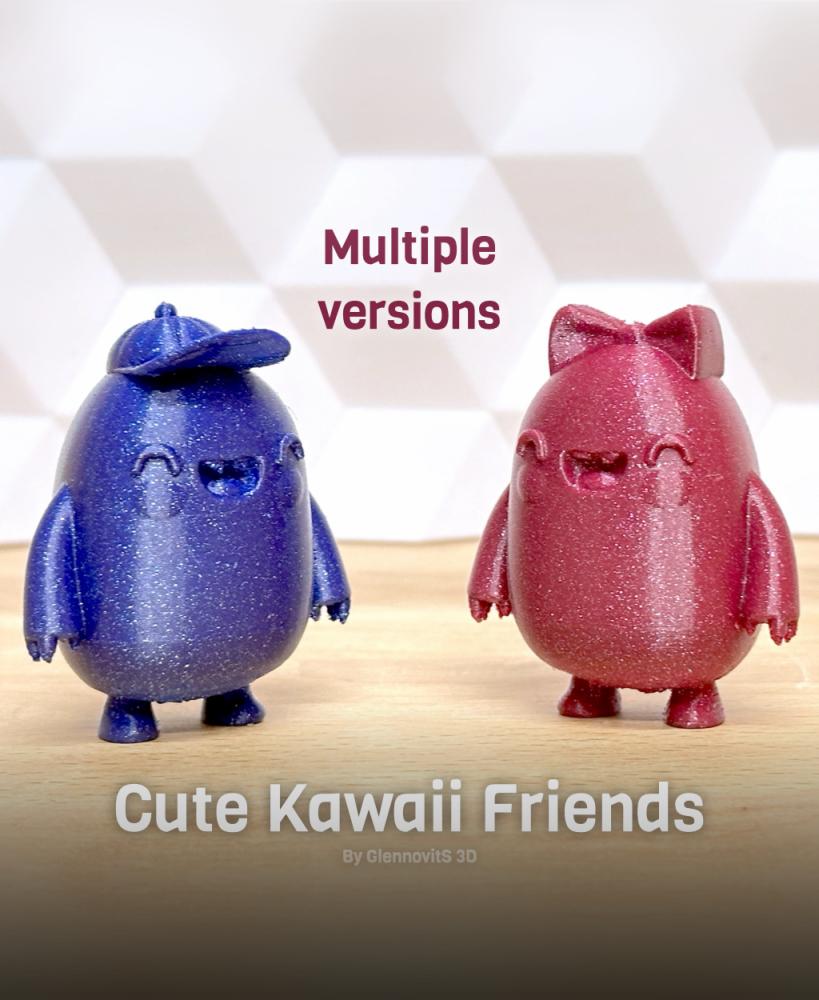 Cute Kawaii Friends (toy and desktop buddy with a smile) 3d model