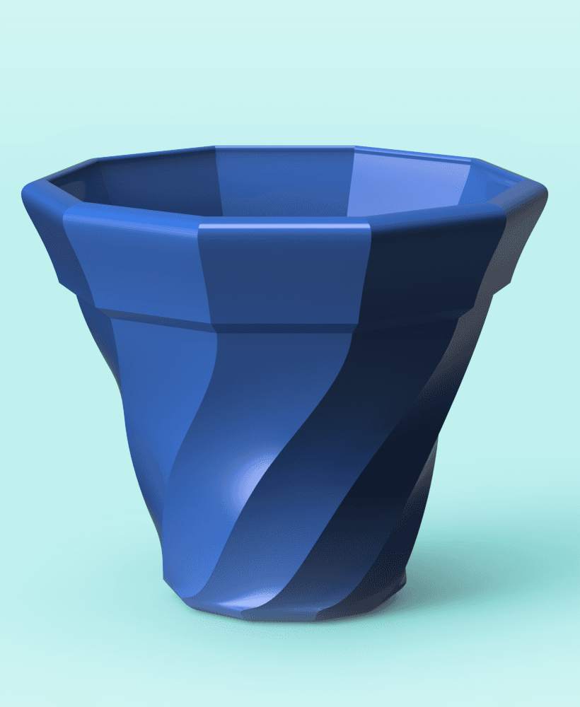 Twisted Spiral Ceramic Planter 3d model