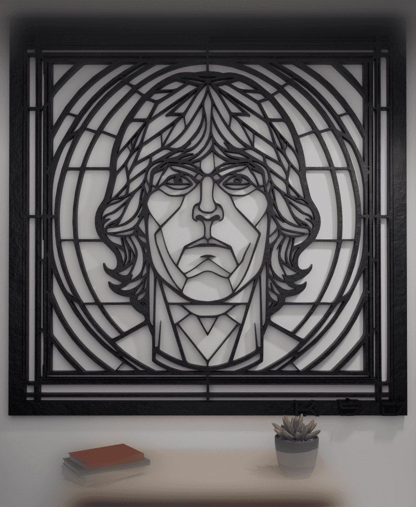 John Lennon - Tribute to The Beatles - Geometric Wall Art in Stained Glass Style 3d model