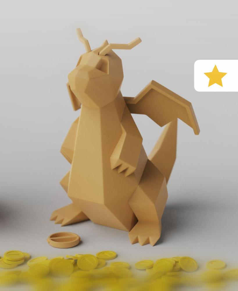 Low-poly Dragonite - Piggy Bank 3d model