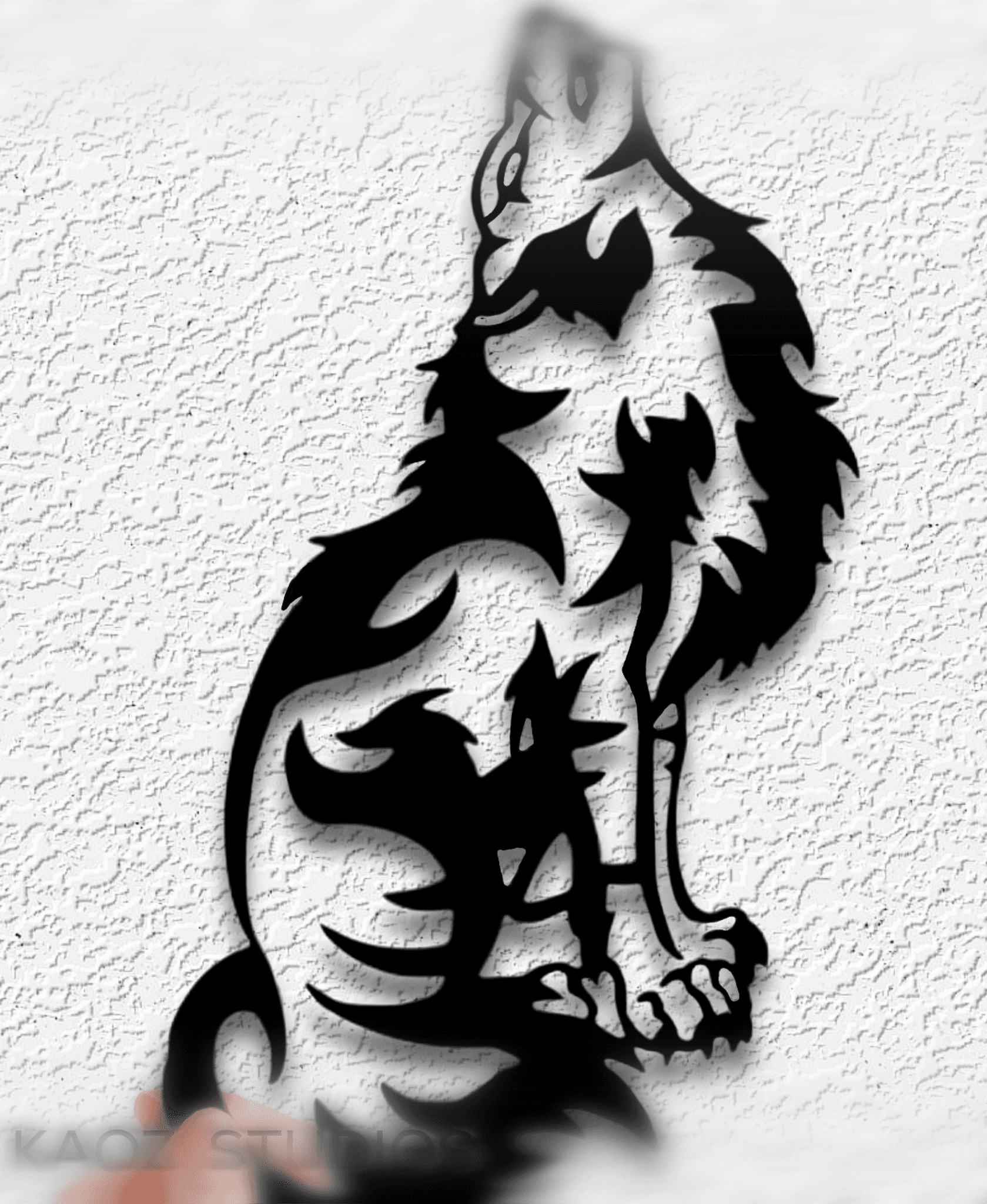 howling wolf wall art tribal wolves wall decor animal decoration 3d model