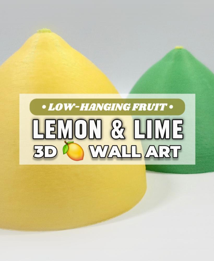 Lemon + Lime Decorative Pop-Out 3D Wall Art Set :: The 'Low-Hanging Fruit' Collection 3d model