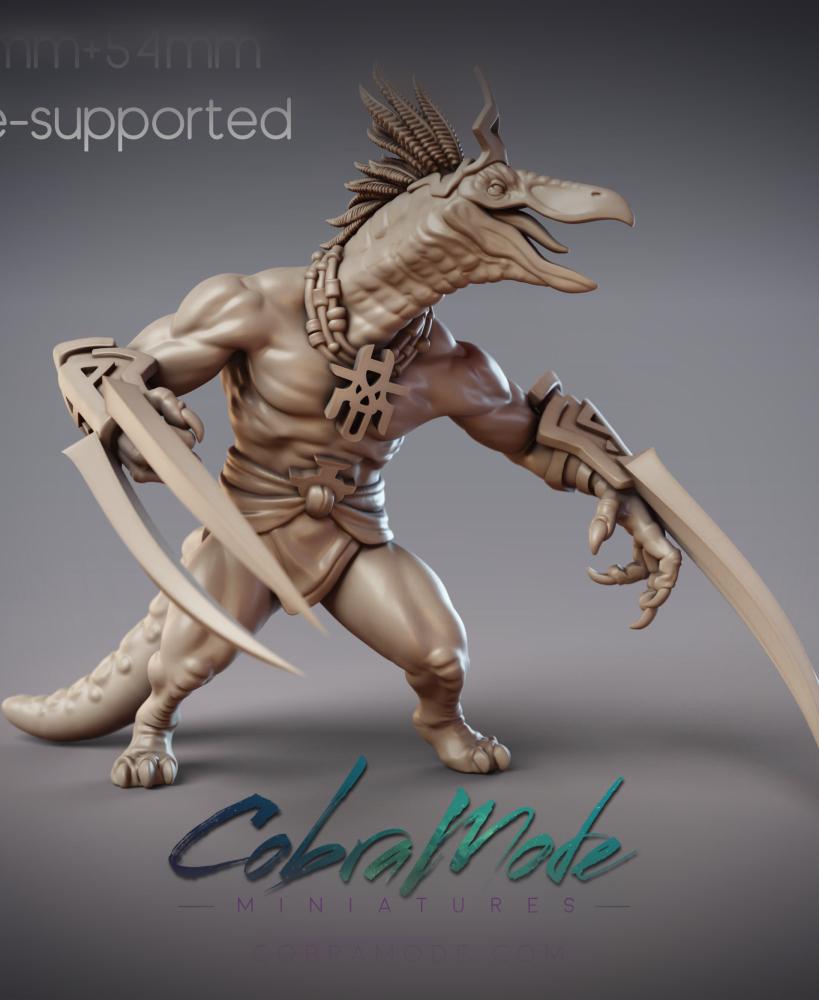 Dinosaur Folk Fighter - Ferelok, Dinovian Mercenary (Pre-Supported) 3d model