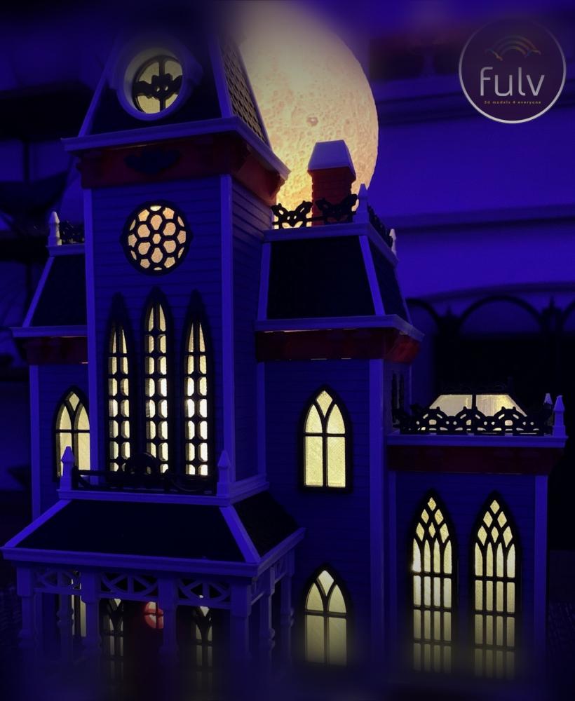 Haunted House w/ 3D Moon 3d model