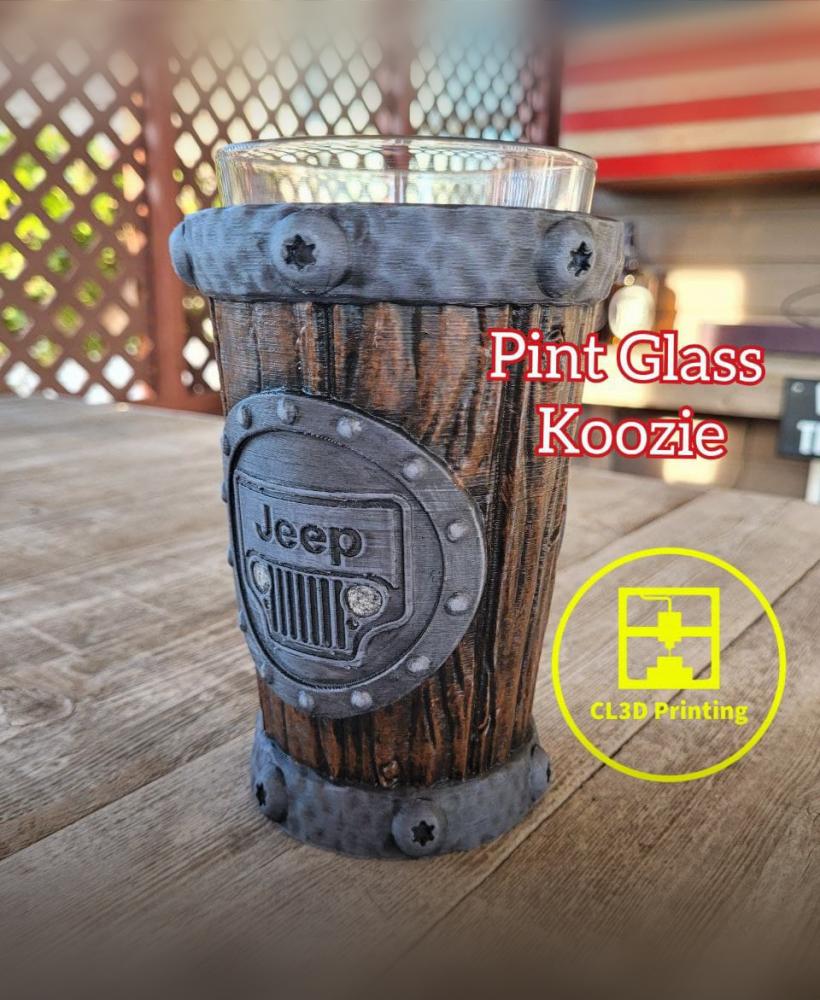 Wood Jeep Grill Pint Koozie 3d model