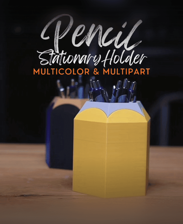 Pencil Stationary Holder - Multi-Part & Multi-Color Versions 3d model