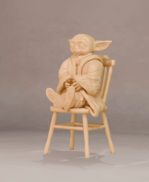 Baby yoda sitting on chair 3d model