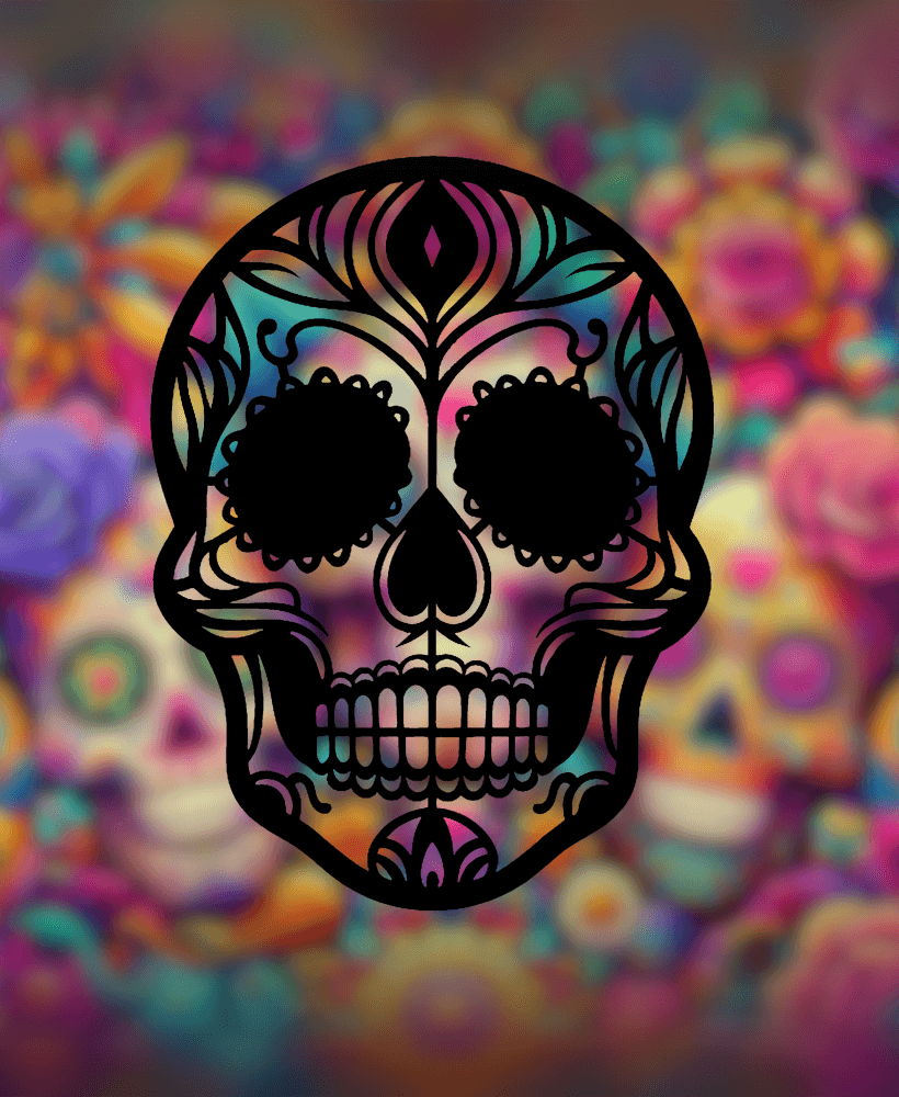 Sugar Skull Stained Glass Style (2D Geometric Wall Art) 3d model