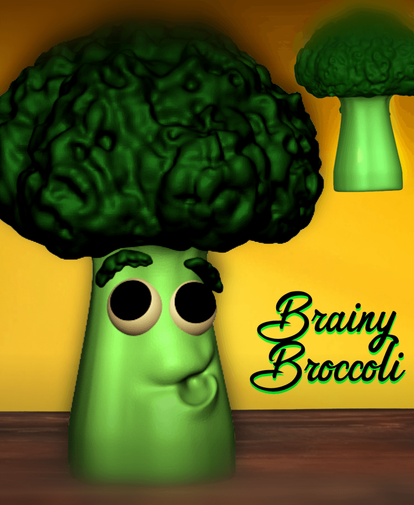 Brainy Broccoli Figurine Funny Fall Decor 3d model