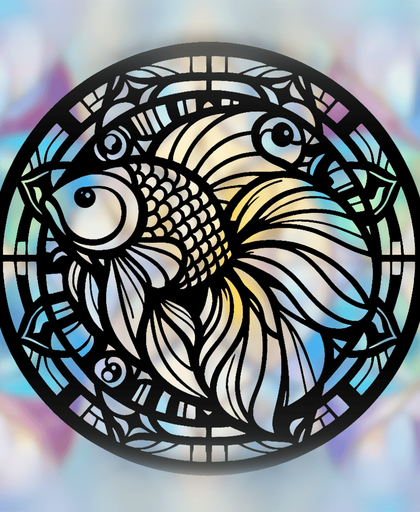 Goldfish Mandala Art – 2D geometric wallart (Stained Glass Style) 3d model