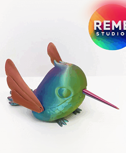 Flexi Hummingbird Remb Studios, STL file for 3D printing, STL print files, Print in Place 3d model