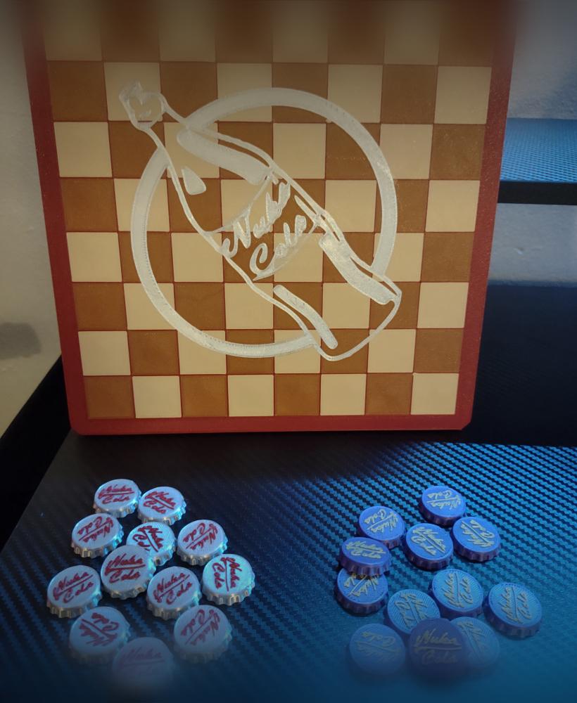 Fallout Nuka Cola Checkers Set - Print-and-Play 3d model