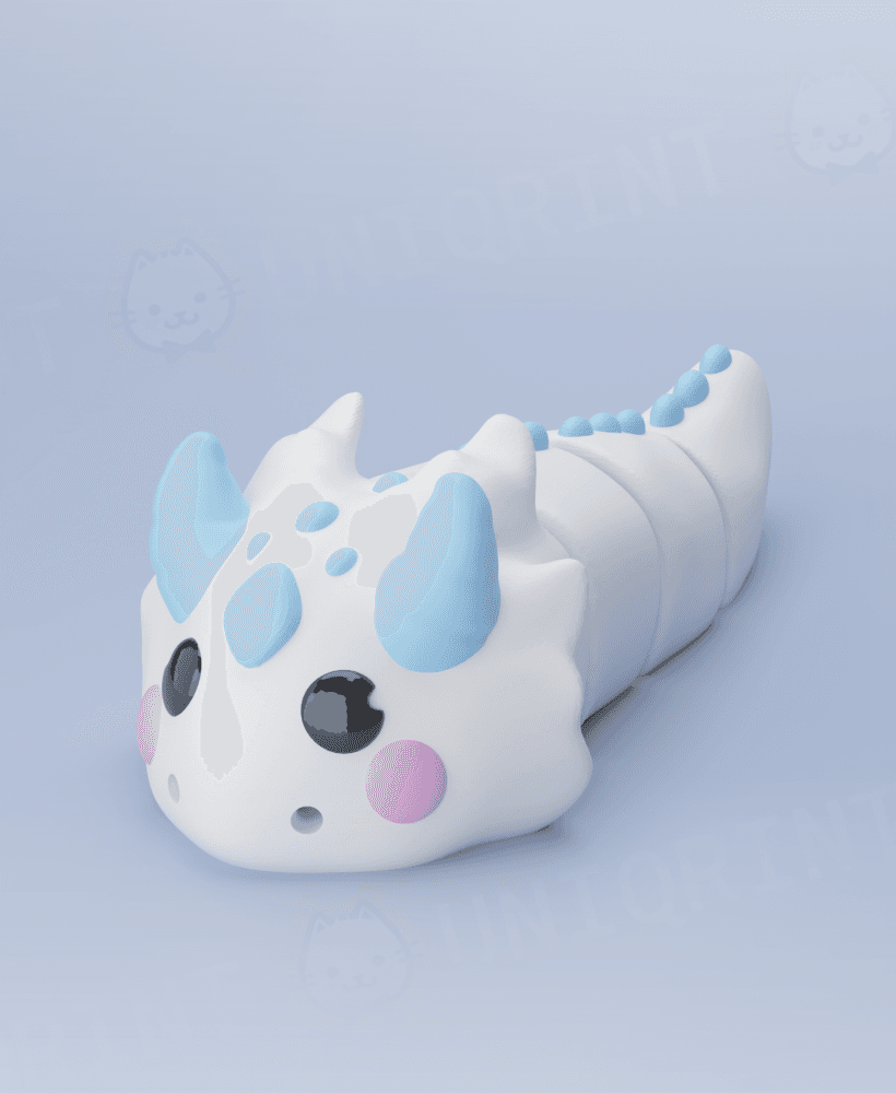 Flexi White Dragon Keychain 3d model