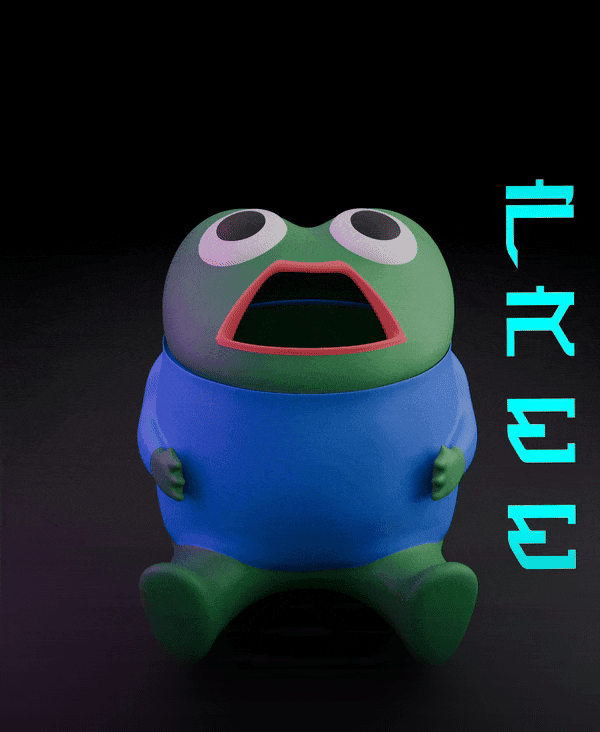 Pepe the Frog 3D Printable peepo Trash Bin - Meme Office Edition 3d model