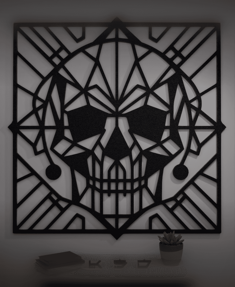 Chicano skull - Stained Glass Style Wall Art for halloween 3d model