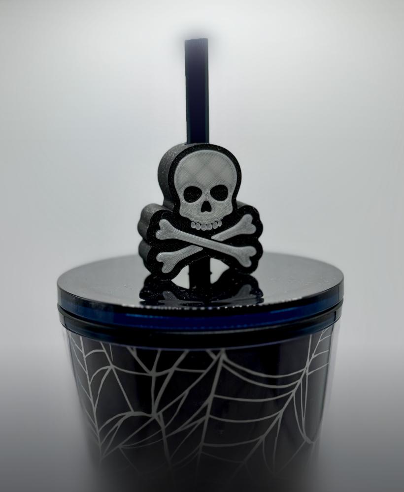 Skull and Crossbones Straw Topper 3d model