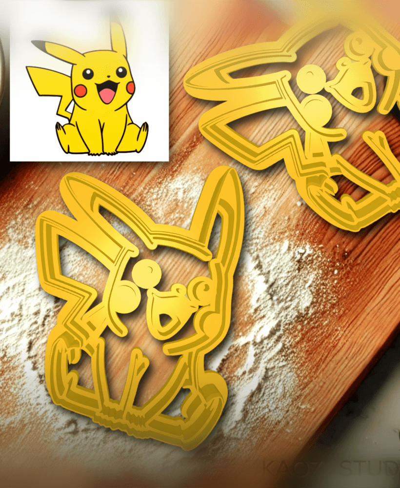 pikachu cookie cutter pokemon biscuit cutter fanart 3d model