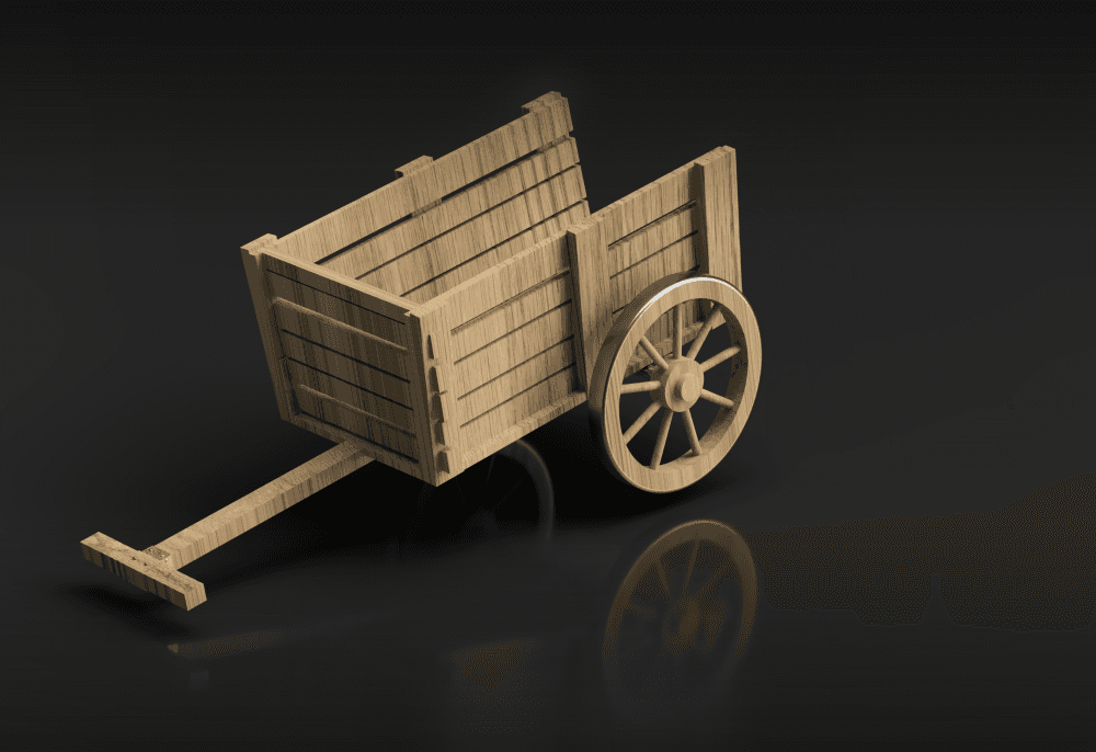 Print ready 28mm scale Sturdy Hand Cart 3d model