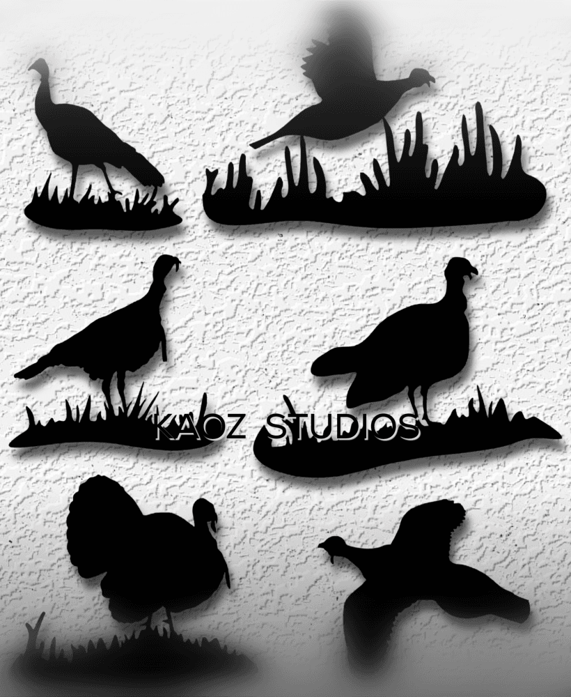 turkey collection wall art wild turkies wall decor wildlfe bird charms 3d model