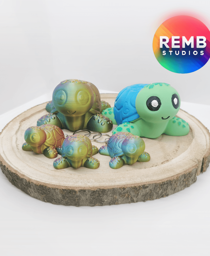 Cute Turtle Remb Studios, STL file for 3D printing, STL print files, Print in Place 3d model