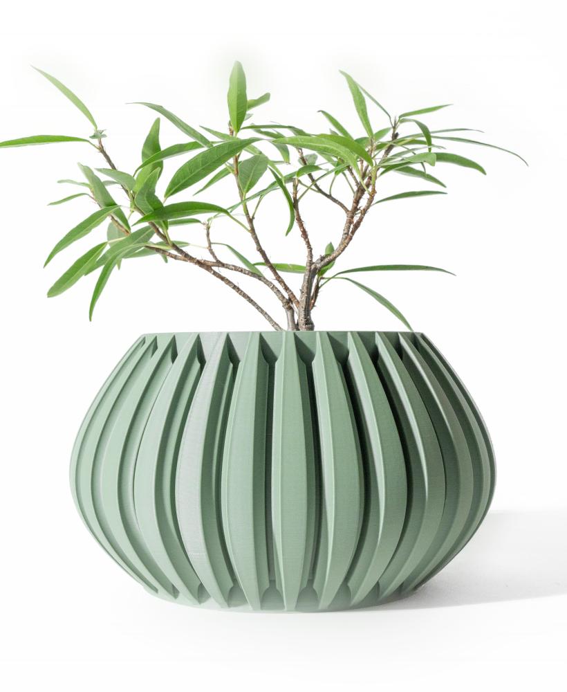 The Leno Planter Pot with Drainage Tray & Stand | Modern and Unique Home Decor for Plants 3d model