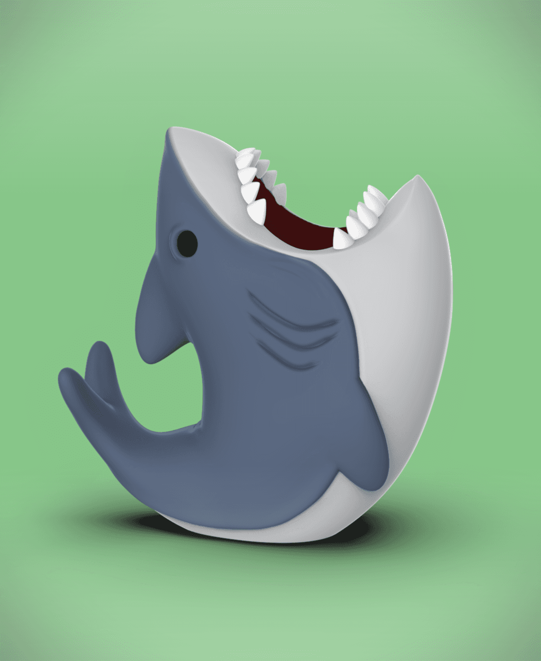 Shark Desk Org/ Trash Can (+Bambu 3mf) 3d model