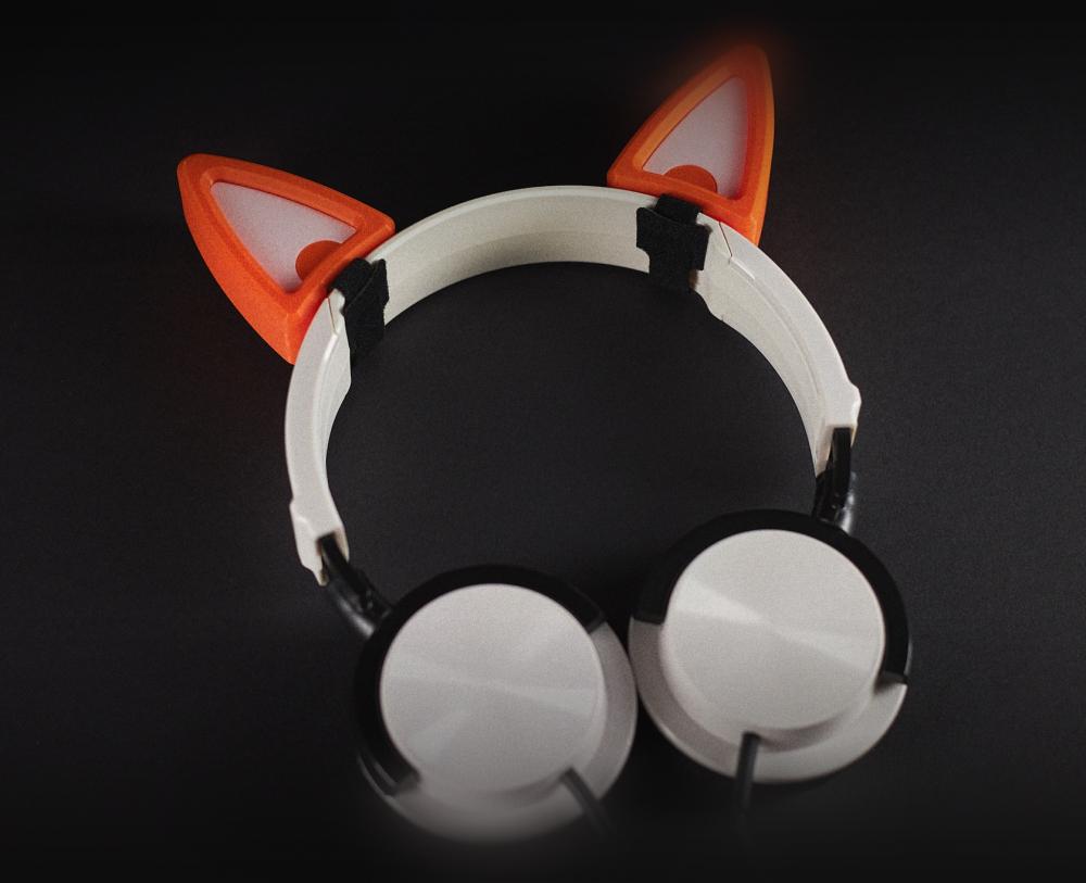 Cute Fox Ears for Headphones 3d model