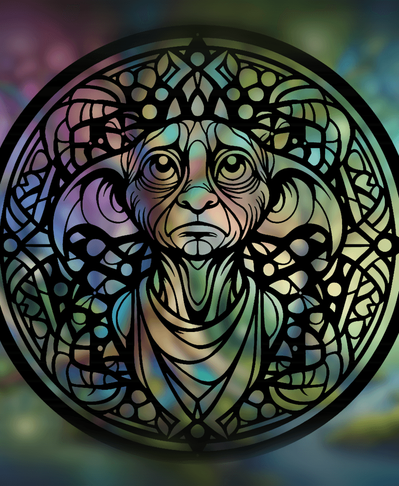 Magical Elf Dobby Harry Potter Mandala Art – 2D geometric wall art (Stained Glass Style) 3d model