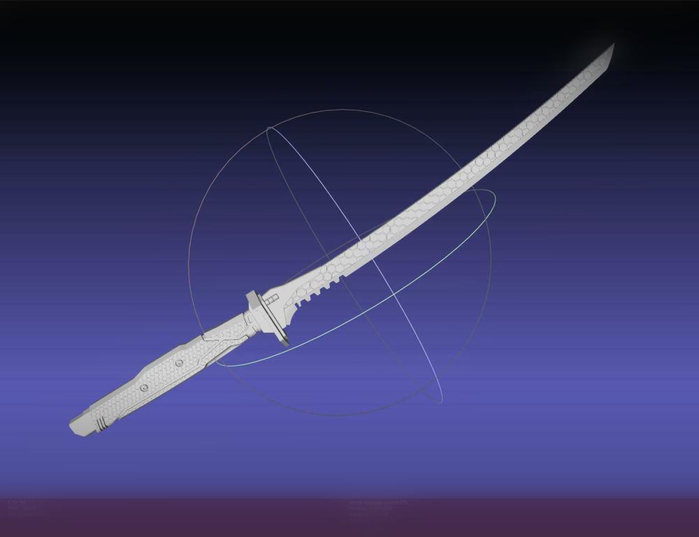 Hexagon Patterned Cyberpunk Sword 3d model