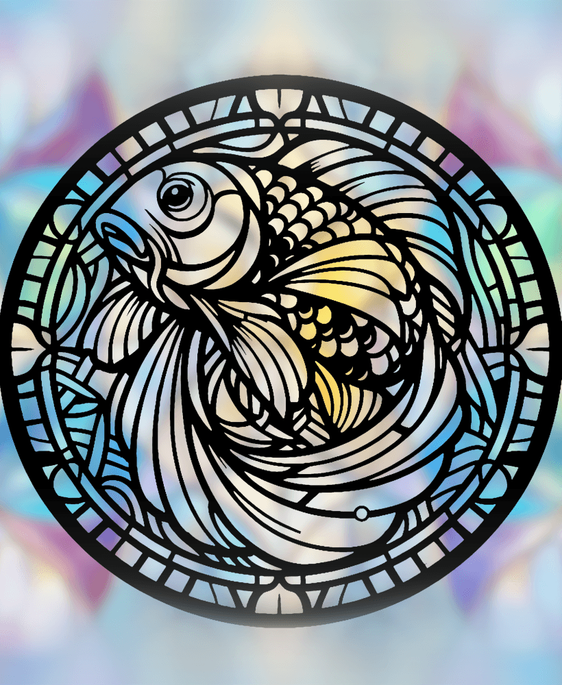 Koi Fish Mandala Art – 2D geometric wallart (Stained Glass Style) 3d model