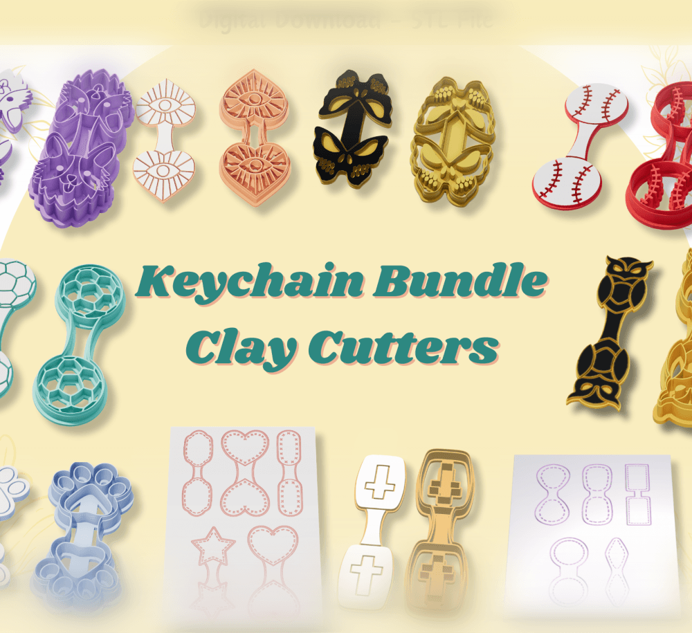 Keychain Bundle 03 Clay Cutter for Polymer Clay | Digital STL File | Clay Tools 3d model