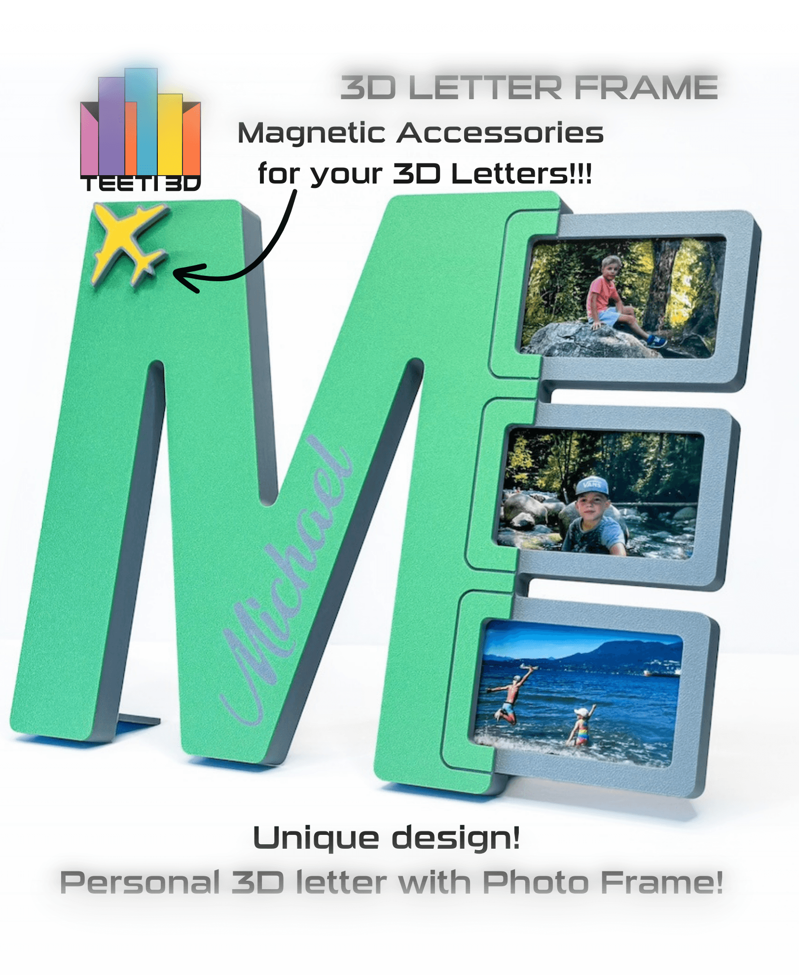 3D Letter "M" with Photo Frame 3d model