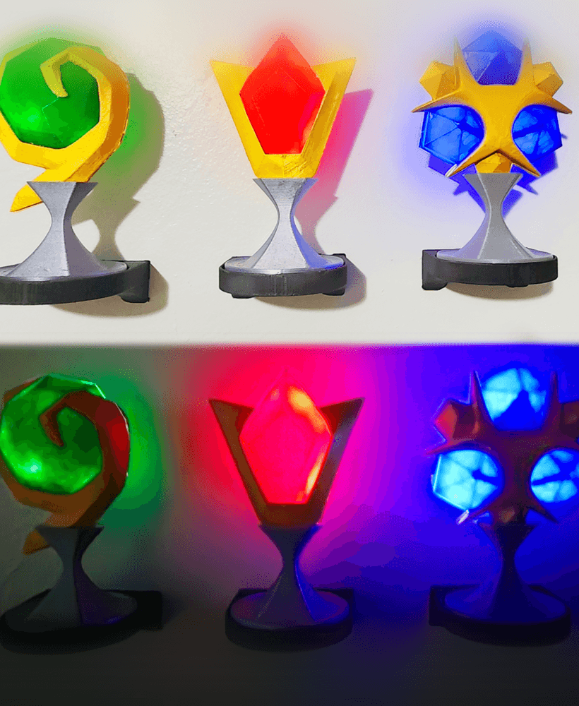 3 SPIRITUAL STONES FROM ZELDA OCARINA OF TIME: KOKIRI'S EMERALD, GORON'S RUBY, ZORA'S SAPPHIRE 3d model