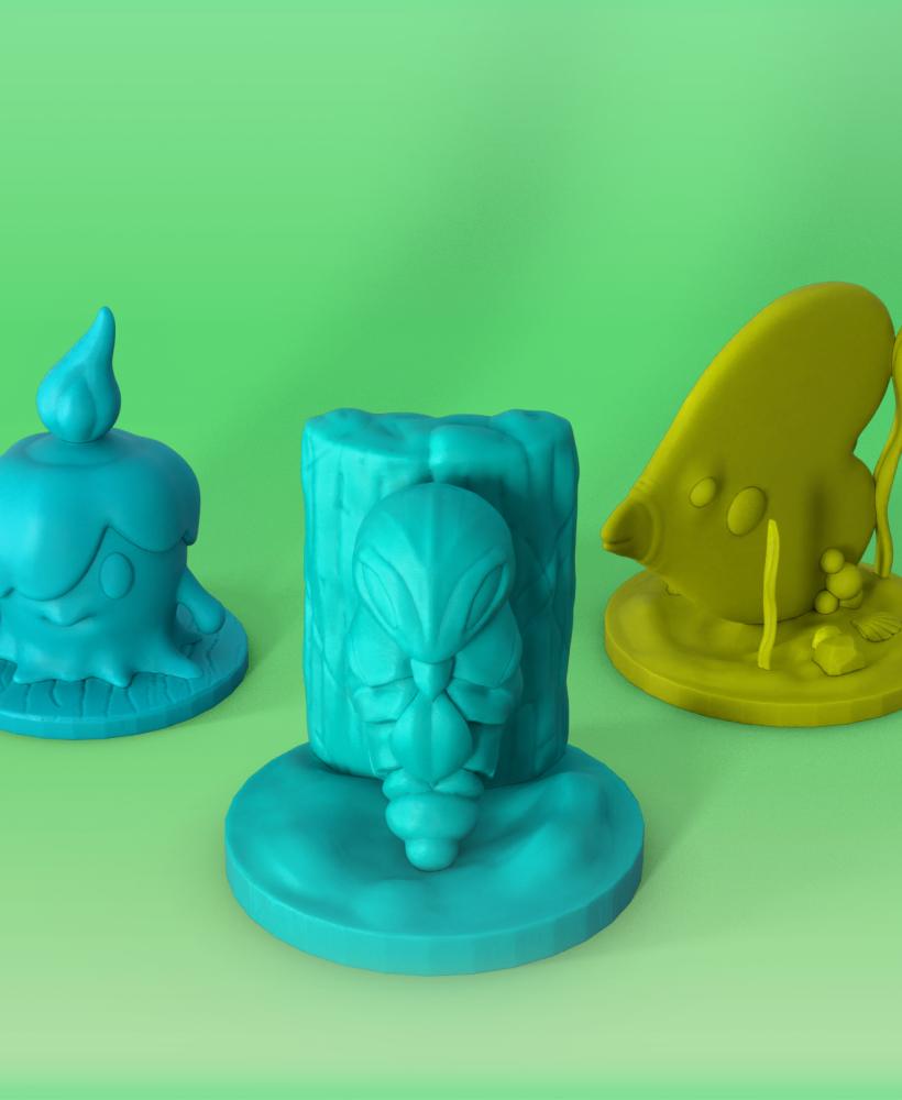 Pokemon Pack of 3 Miniatures - Litwick, Kakuna, and Luvdisc 3d model