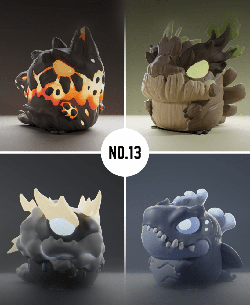 Grumpii 3D Printable Art Toy - Chubbii Series - Set 13 3d model