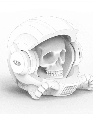 Astronaut Skull 005 - Art - Print in place - STL 3d model