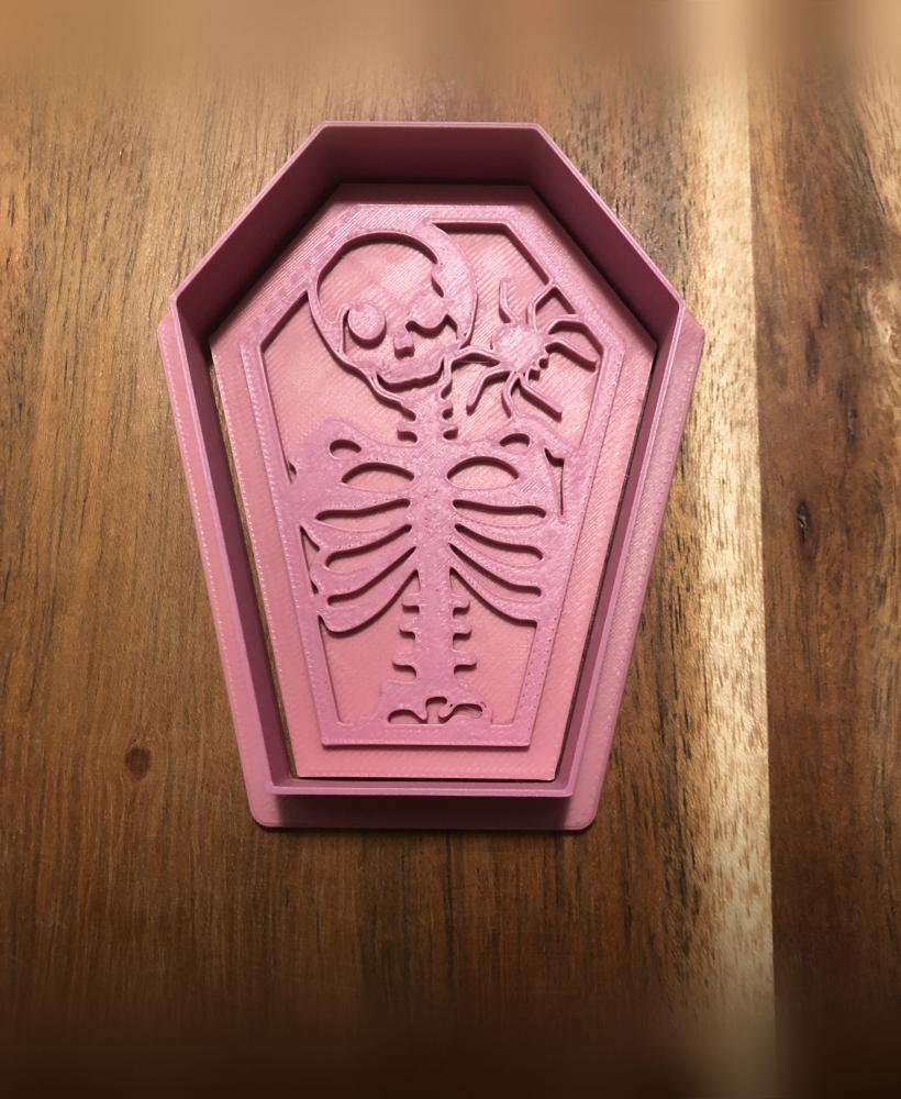 Coffin Skeleton Cookie Cutters and Stamps 3d model